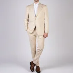 تن پوش کت و شلوار دو دکمه کرم راه‌راه