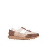 نمای بغل ونس چرم و جیر کرم قهوه‌ای مردانه