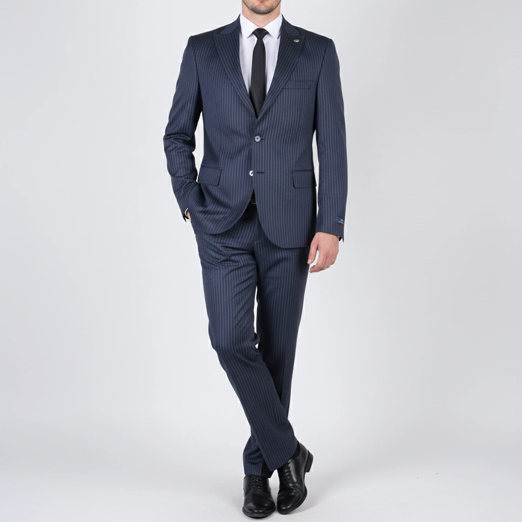 navy-blue-striped-suits5 تن پوش کت و شلوار سورمه ای راهراه