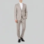 تن پوش کت و شلوار دو دکمه رنگ بژ