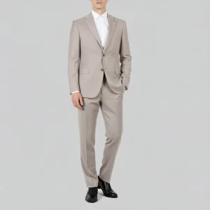 تن پوش کت و شلوار دو دکمه رنگ بژ