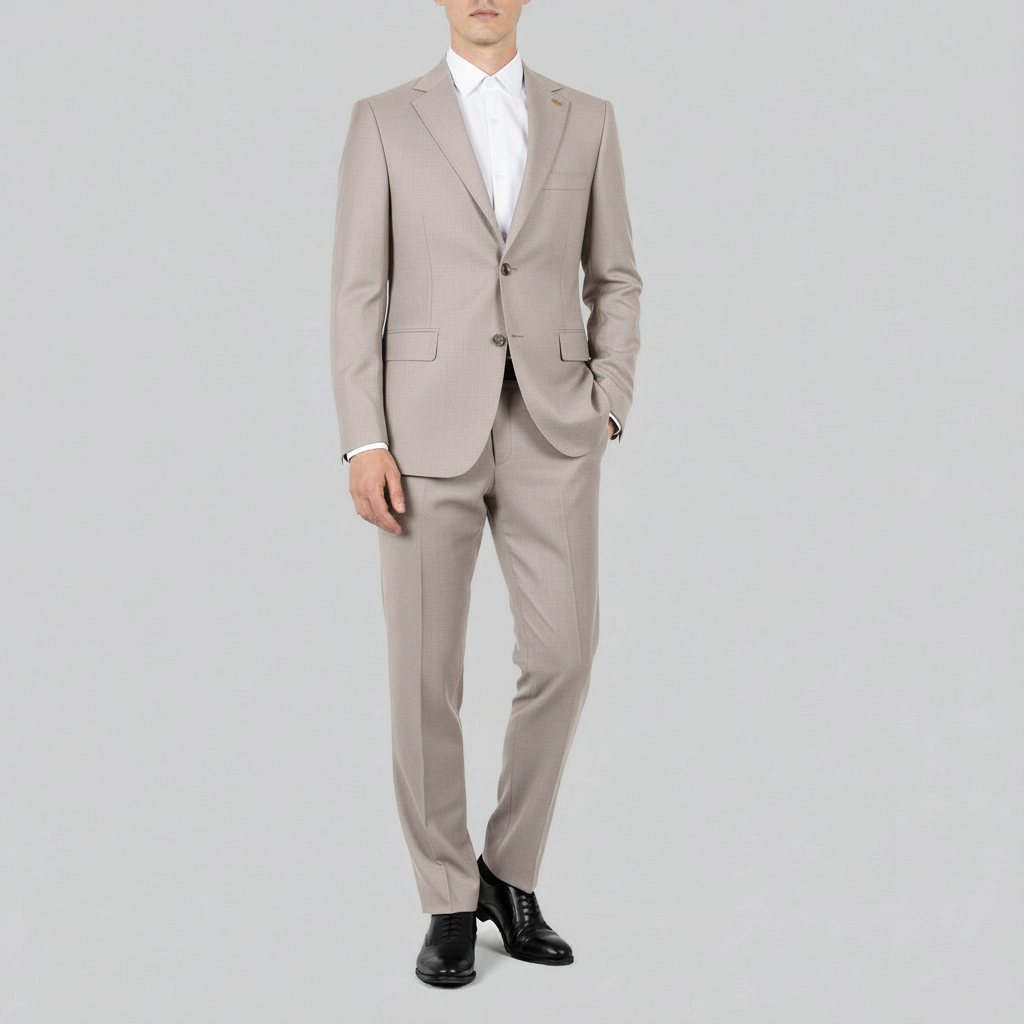 nescafe-simple-suits5 تن پوش کت و شلوار دو دکمه رنگ بژ