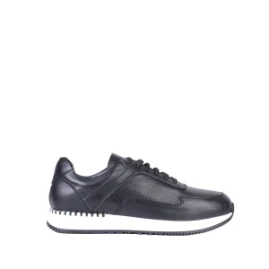 نمای بغل کتانی چرم زنانه مشکی ۷۰۲۶