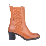 نمای بغل بوت چرم قهوه‌ای عسلی زنانه