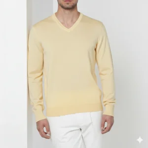 تصویر استایل پلیور مردانه زرد