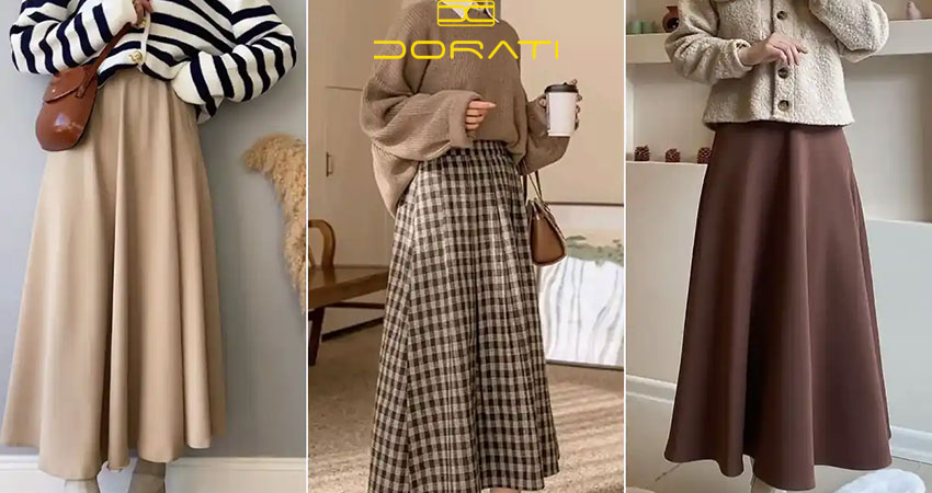 ست کردن دامن قهوهای در استایل روزمره