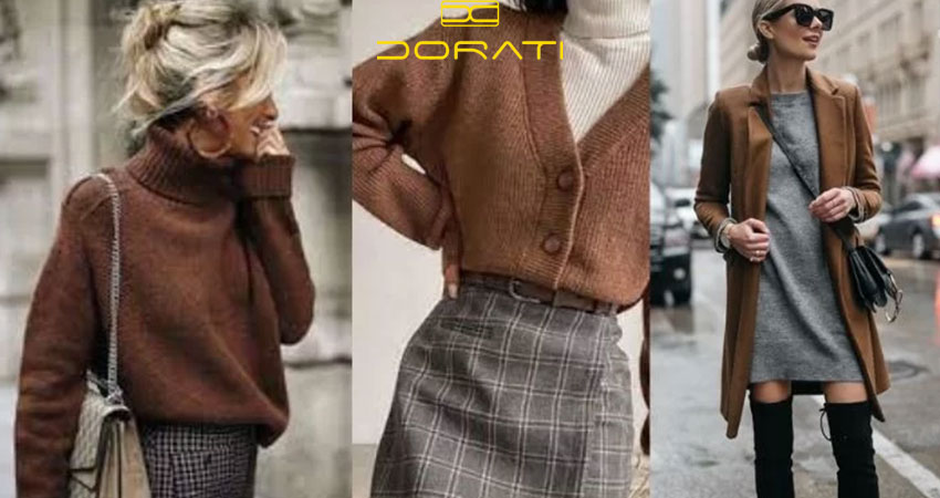 ست کردن کیف و کفش با ترکیب قهوهای و طوسی