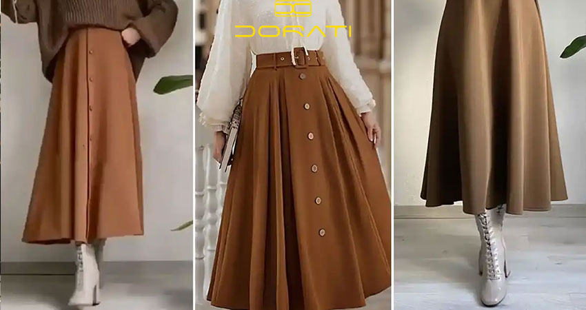 ست کردن دامن قهوهای در استایل رسمی و مجلسی