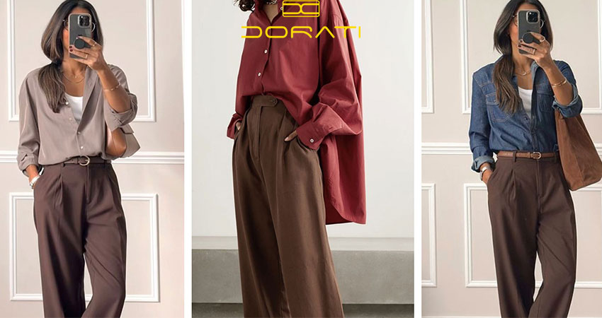 ست کردن شلوار قهوهای در استایل روزمره