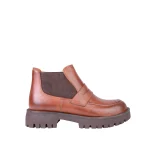 لوفر چرم زنانه قهوه ای دراتی با پاشنه عاج دار