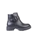 نمای بغل بوت چرم بغل سگک زنانه مشکی