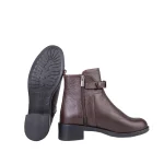 نمای بغل زیره بوت چرم زنانه قهوه ای تیره