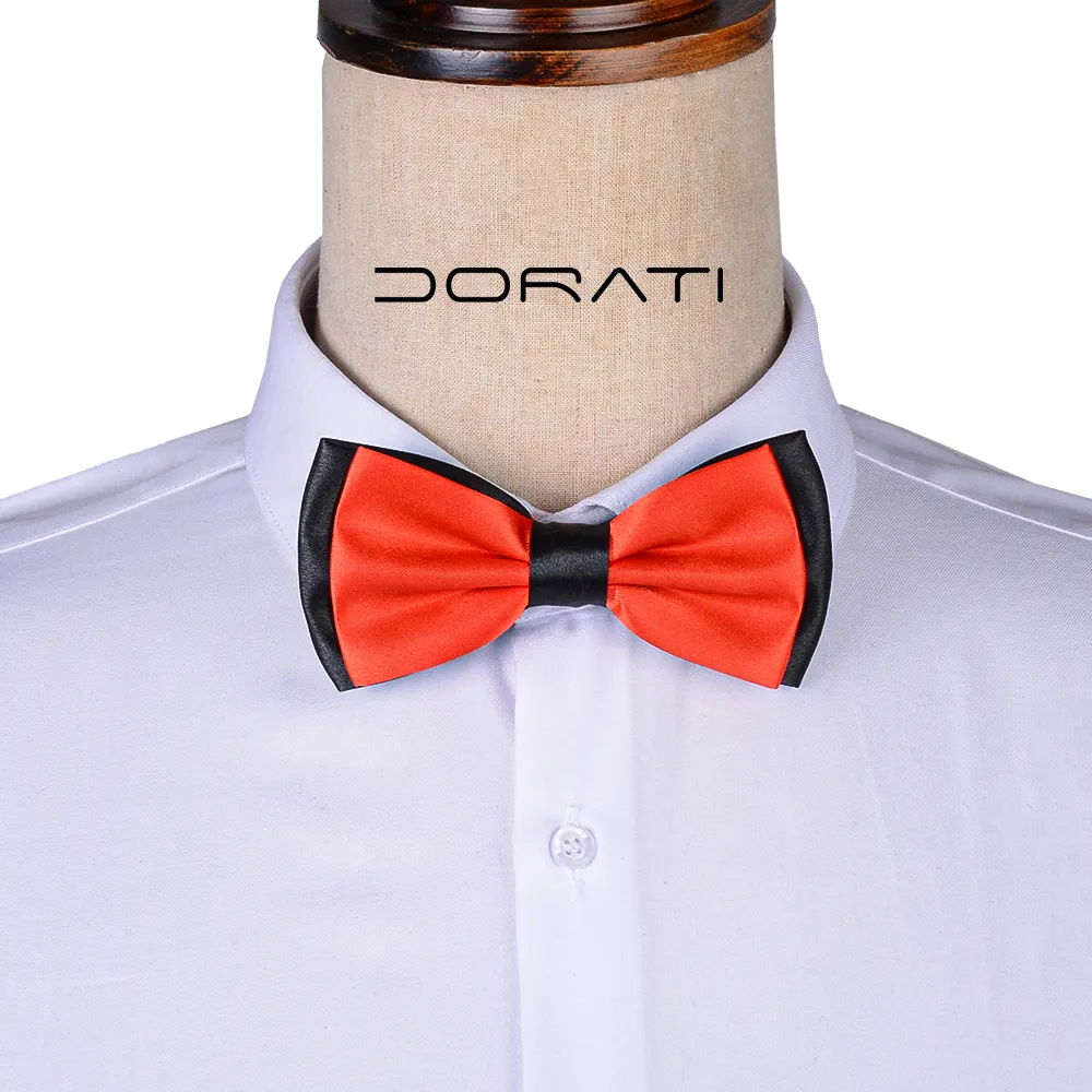 Bow tie and cufflink set 714801 نمای رو به رو تنپوش پاپیون ساتن دو رنگ قرمز و مشکی