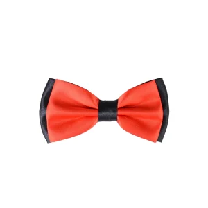 نمای رو به رو پاپیون ساتن مشکی قرمز