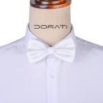 نمای رو به رو تن‌پوش پاپیون ساتن سفید