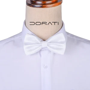 نمای رو به رو تن‌پوش پاپیون ساتن سفید