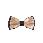 نمای رو به رو پاپیون مردانه مشکی و طلایی