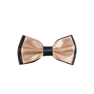 نمای رو به رو پاپیون مردانه مشکی و طلایی