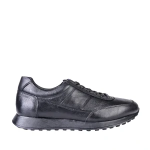 نمای بغل کفش چرم ونس مردانه تمام مشکی