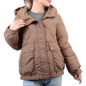 نمای رو به رو تن‌پوش کاپشن نسکافه ای دخترانه