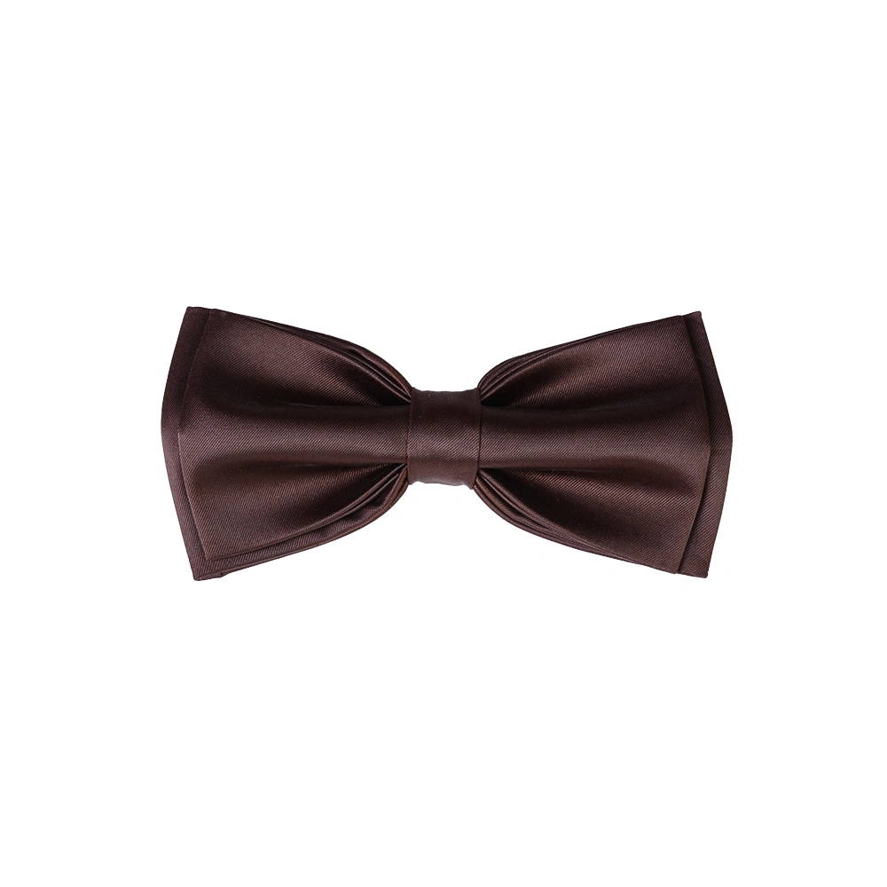 نمای رو به رو پاپیون ساتن قهوه‌ای شکلاتی