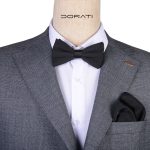 نمای رو به رو تن‌پوش ست پاپیون و پوشت مشکی