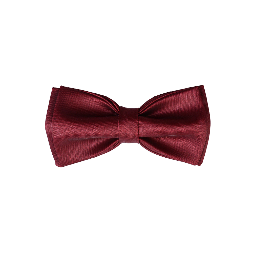 نمای رو به رو پاپیون مردانه ساتن زرشکی