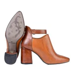 نمای بغل و زیره کفش چرم زنانه عسلی کد ۷۲۴