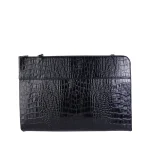 نمای رو به رو کیف هولدر مدارک چرم کروکو مشکی