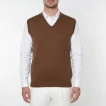 تن پوش وست یقه هفت مردانه رنگ نسکافه‌ای