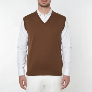 تن پوش وست یقه هفت مردانه رنگ نسکافه‌ای