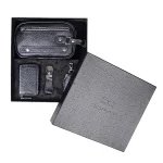 نمای رو به رو باکس هدیه چرم مردانه و هاردباکس کادویی