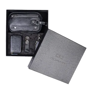 نمای رو به رو باکس هدیه چرم مردانه و هاردباکس کادویی