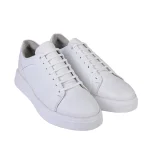 نمای رو به رو کفش ونس چرم مردانه دل A تمام سفید