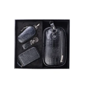 نمای رو به رو ست هدیه چرم کروکو ردانه