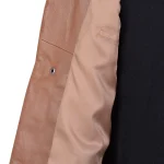 نمای داخل و آستر کت چرم مردانه عسلی و قهوه‌ای