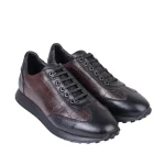 نمای رو به رو کفش ونس چرم مردانه قهوه‌ای