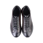 نمای بالا کفش ونس چرم مردانه قهوه ای مشکی