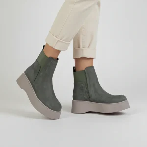 نمای بغل تن‌پوش بوت چرم جیر زنانه کد ۴ رنگ سبز