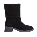 نمای بغل بوت چرم جیر مشکی زنانه کد ۲۱۰