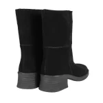 نمای پشت و پاشنه بوت چرم جیر زنانه مشکی کد ۲۱۰