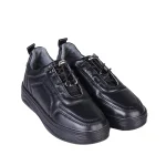 نمای رو به رو کتانی چرم زنانه مشکی کد 772