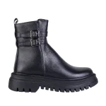 نمای بغل بوت چرم بغل سگک زنانه کد ۴۰۳ رنگ مشکی