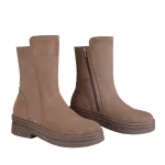 نمای بغل بوت چرم جیر زنانه ۶۹ رنگ نسکافه ای