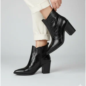 نمای بغل بوت چرم کروکو پاشنه دار ۷۴۲