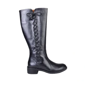 نمای بغل بوت بندی بلند چرم زنانه کد ۳۳۶