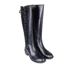 نمای رو به رو بوت چرم بلند بندی زنانه