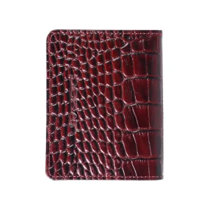 نمای بالا جاکارتی چرم کروکو زرشکی زنانه ناهید