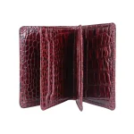 نمای رو به رو جاکارتی زنانه چرم کروکو زرشکی