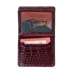 نمای داخلی جاکارتی چرم زرشکی زنانه ناهید